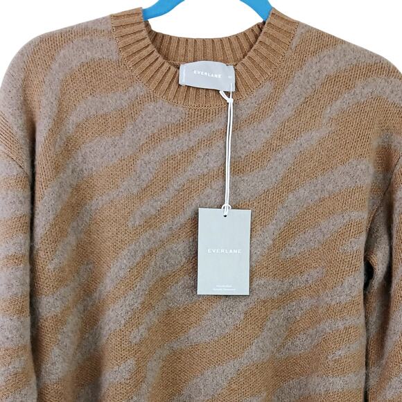 Everlane SZ XS The Alpaca Tiger Jacquard Crewneck Wool Cotton NWT - Picture 3 of 5